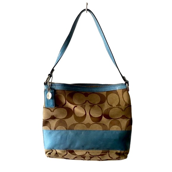 Coach Signature C Brown & Blue Canvas Bag AND Wallet - Picture 2 of 16